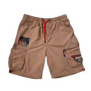 Lot 29 Astro Boy Tan Cargo Shorts XXL Drawstring Patch Elastic Waist Graphic